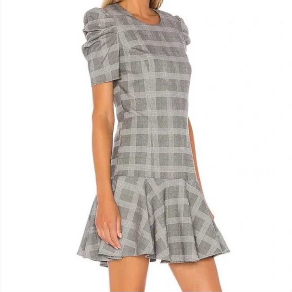 AMANDA UPRICHARD Plaid Puff Sleeve Mini